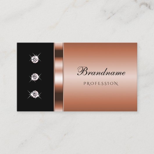 Elegant Roos Gold en zwart met Faux Rhinestones Visitekaartje (Voorkant)