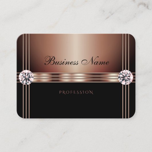 Elegant Roos Gold en zwarte mousserende neushoorns Visitekaartje (Voorkant)
