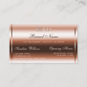 Elegant Roos Gold Faux 3D Monogram Opening uren Visitekaartje (Achterkant)