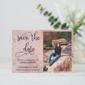 Elegant Roos Gold Faux Folie en Glitter Foto Save The Date (Staand voorkant)