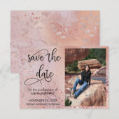Elegant Roos Gold Faux Folie en Glitter Foto Save The Date (Voorkant / Achterkant)