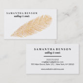 Elegant Roos Gold Faux Glitter Feather Visitekaartje (Voorkant / Achterkant)