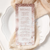 Elegant Roos Gold Faux Glitter Marble Wedding Menu