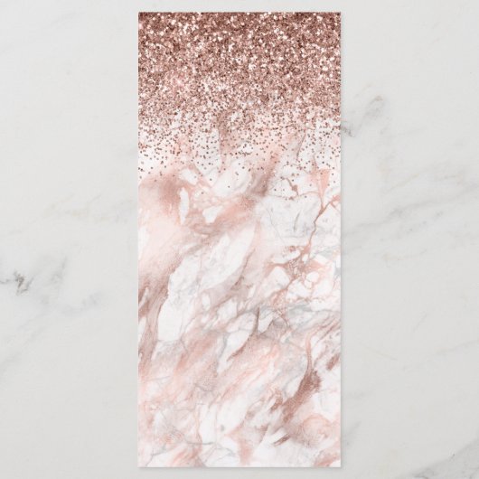 Elegant Roos Gold Faux Glitter Marble Wedding Menu (Achterkant)