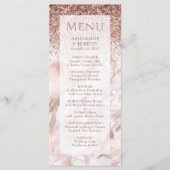 Elegant Roos Gold Faux Glitter Marble Wedding Menu (Voorkant)