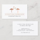 Elegant Roos Gold Flamingos Event Planner Wit Visitekaartje (Voorkant / Achterkant)