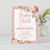 Elegant Roos Gold Floral Baby shower Kaart (Staand voorkant)