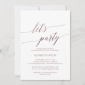 Elegant Roos Gold | Floral back Let's Party Kaart (Voorkant)