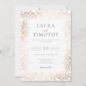 Elegant Roos Gold Floral Border Typography Wedding Kaart (Voorkant)