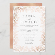 Elegant Roos Gold Floral Border Typography Wedding