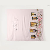 Elegant Roos Gold Floral Foto-achtergrond bruiloft Wandkleed (Voorkant (horizontaal))