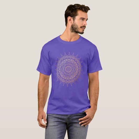 Elegant Roos Gold Floral Henna Mandala T-shirt (Voorkant volledig)