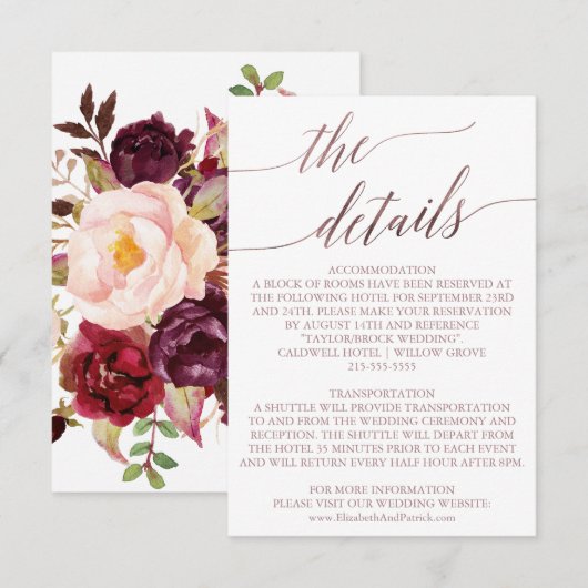 Elegant Roos Gold | Floral — Kaart invullen (Voorkant / Achterkant)