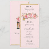 Elegant Roos Gold Floral Lantaarns Ontvangen Menu (Voorkant / Achterkant)
