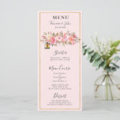 Elegant Roos Gold Floral Lantaarns Ontvangen Menu (Staand voorkant)