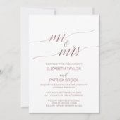 Elegant Roos Gold Floral Mr & Mrs Wedding Kaart (Voorkant)