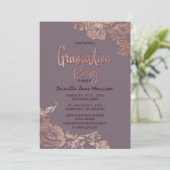 Elegant Roos Gold Floral Paars Mauve Afstuderen Kaart (Staand voorkant)