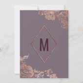 Elegant Roos Gold Floral Paars Mauve Afstuderen Kaart (Achterkant)