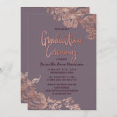 Elegant Roos Gold Floral Paars Mauve Afstuderen Kaart (Voorkant / Achterkant)