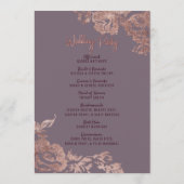 Elegant Roos Gold Floral Paars Wedding Programme Programmakaart (Achterkant)