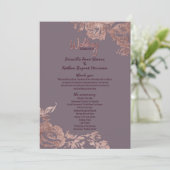 Elegant Roos Gold Floral Paars Wedding Programme Programmakaart (Staand voorkant)
