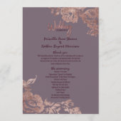 Elegant Roos Gold Floral Paars Wedding Programme Programmakaart (Voorkant)