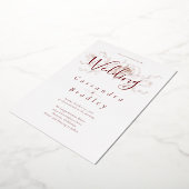 Elegant Roos Gold Floral Pink Burgundy Weddenschap Folie Uitnodiging (Gedraaid)