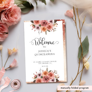 Elegant Roos Gold Floral Quinceanera
