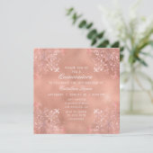 Elegant Roos Gold  Floral Quinceañera Kaart (Staand voorkant)