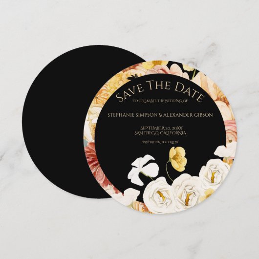 Elegant Roos Gold Floral sla de datum Kaart op (Voorkant / Achterkant)