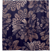 Elegant Roos Gold Floral Tekeningen op marineblauw Douchegordijn (Voorkant)