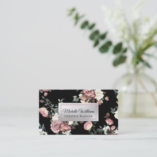 Elegant Roos Gold  Floral Visitekaartje (Staand voorkant)