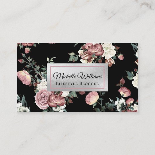 Elegant Roos Gold Floral Visitekaartje (Voorkant)