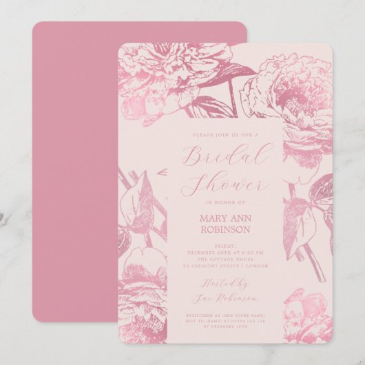Elegant Roos Gold Floral Vrijgezellenfeest Blush Kaart (Voorkant / Achterkant)