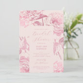 Elegant Roos Gold Floral Vrijgezellenfeest Blush Kaart (Staand voorkant)