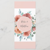 Elegant Roos Gold Floral Wedding Menu (Achterkant)