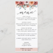 Elegant Roos Gold Floral Wedding Menu (Voorkant)