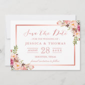 Elegant Roos Gold Floral Wedding Save the Date (Voorkant)