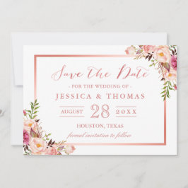 Elegant Roos Gold Floral Wedding Save the Date