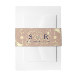 Elegant Roos Gold Floral Wedding Uitnodigingen Wikkel
