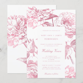 Elegant Roos Gold Floral Wedding Vow Renewal Kaart