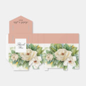 Elegant Roos Gold Floral White Magnolia Name Bedankdoosjes (Uitgevouwen)