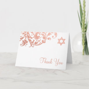 Elegant Roos Gold Flourish Bat Mitzvah Bedankt