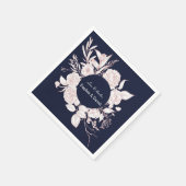 Elegant Roos Gold Flowers Navy Blue Wedding Servet (Hoek)
