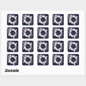 Elegant Roos Gold Flowers Navy Blue Wedding Vierkante Sticker (Vel)