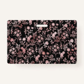 Elegant Roos Gold Flowers Zwart Botanisch Badge (Achterkant)