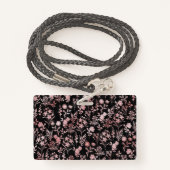 Elegant Roos Gold Flowers Zwart Botanisch Badge (Achterkant met draagriem)