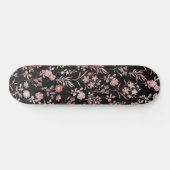 Elegant Roos Gold Flowers Zwart Botanisch Persoonlijk Skateboard (Horizontaal)