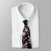 Elegant Roos Gold Flowers Zwart Botanisch Stropdas (Gebonden)
