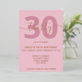 Elegant Roos Gold Foil 30th Birthday Invitation Folie Uitnodiging (Staand Voorkant)